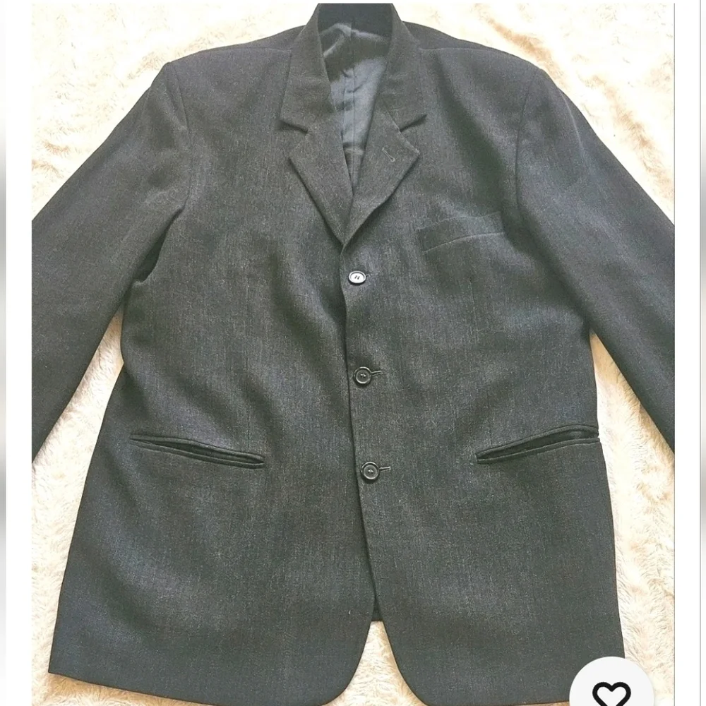 Vintage Giorgio Armani Wool Blazer 90s Charcoal Grey Size 40 Made In Italy